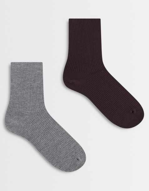 Sui Ava lot de 2 chaussettes côtelées du quotidien marron et gris - view 1