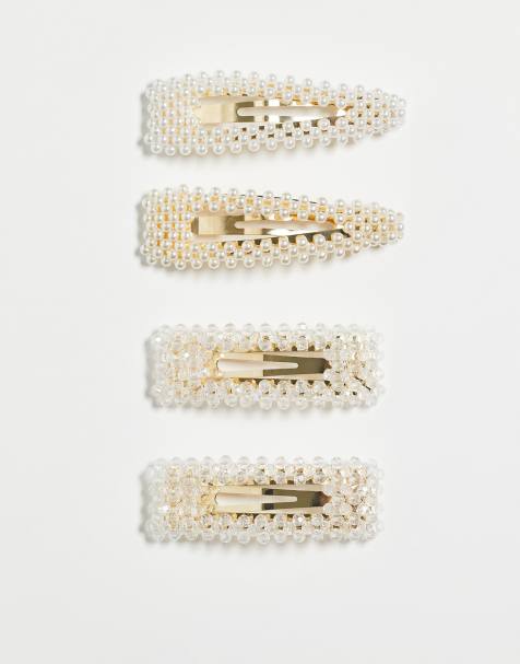 Sui Ava - Lot de 4 pinces à cheveux avec perle - Blanc - view 1