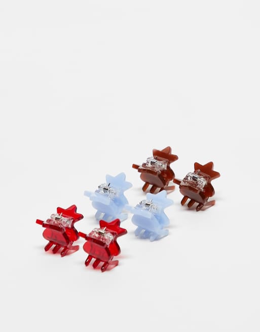Sui Ava - Lot de 6 mini pinces à cheveux étoiles - Multicolore