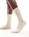 [Sui Ava] Sui Ava Magda pointelle ankle socks in beige-Neutral No Size BEIGE