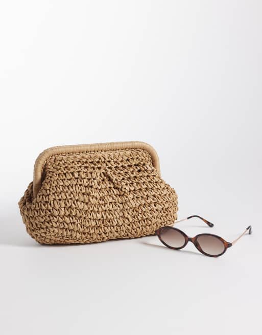 Sui Ava olivia bloom straw bag in brown, 2 of 4