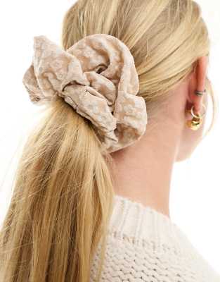 SUI AVA oversized blossom hair scrunchie in cream