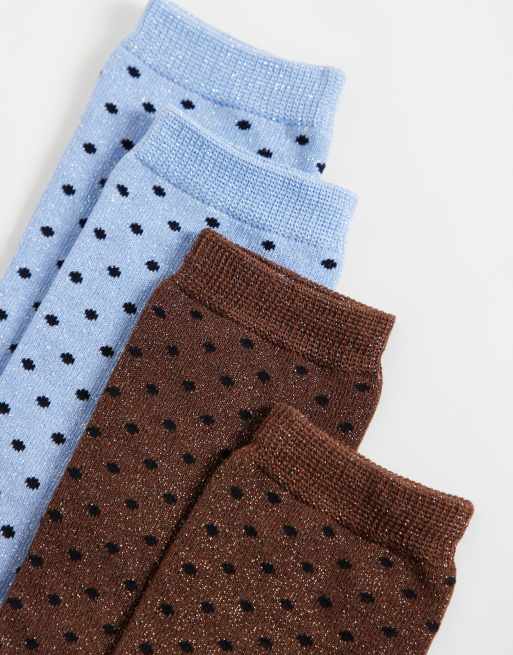 Sui Ava pack de 2 calcetines 'peppermint pop' en azul y marrón, 3 de 3