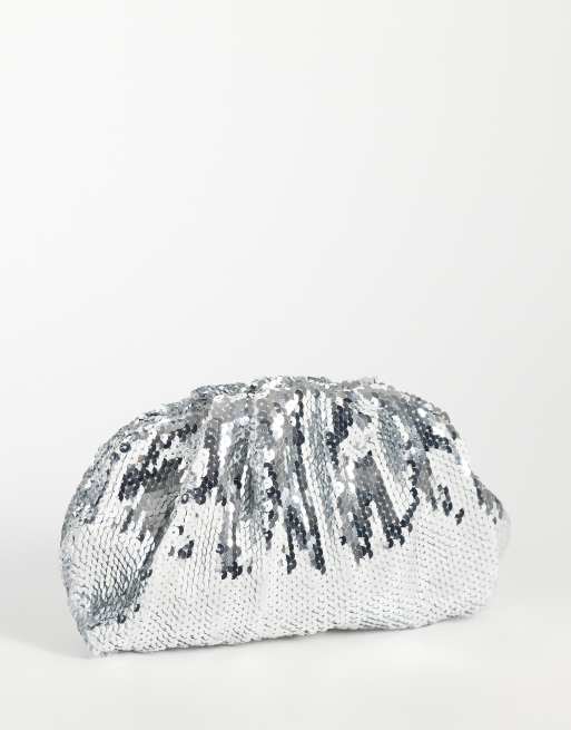 Sui Ava Pailletten-Clutch in Silber, 4 von 4