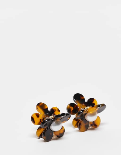 Sui Ava - Pakke med 2 skildpaddemønstrede hårklemmer med blomsterdesign, 3 af 3
