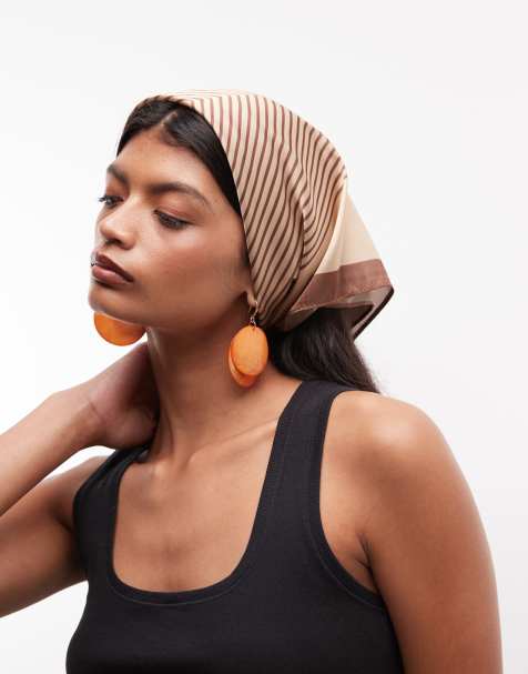 Sui Ava patterned headscarf in brown - view 1