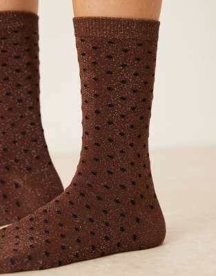 Sui Ava Peppermint Pop Socks Brown In Brown