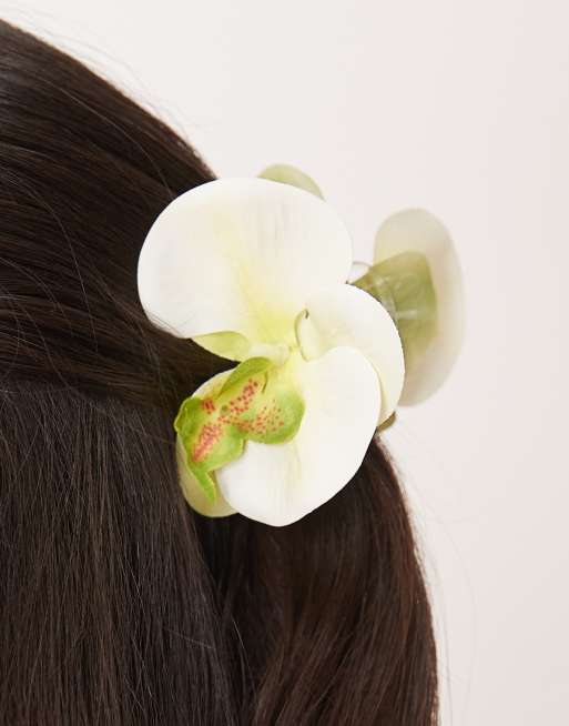 Sui Ava - Pince à cheveux façon orchidée - Jaune, 3 de 4
