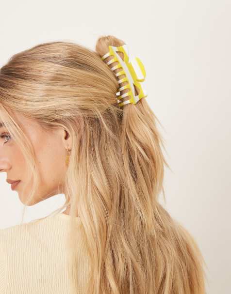 Sui Ava - Pince à cheveux rayée - Jaune - view 1