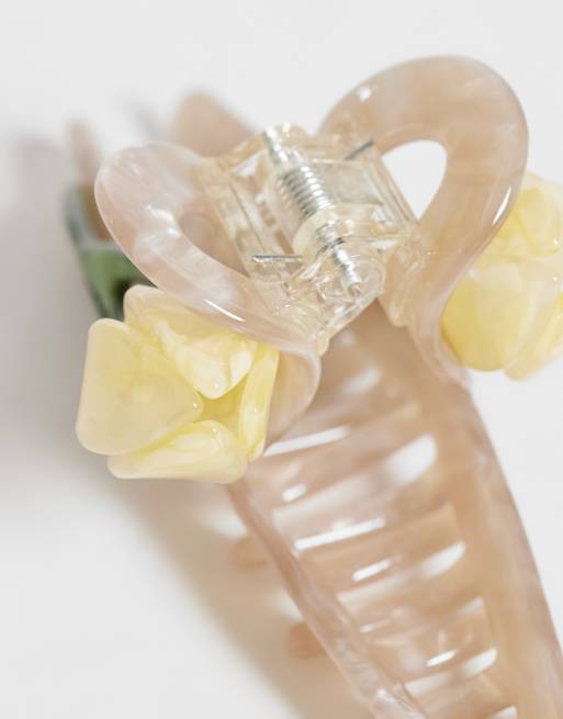 Sui Ava - Pinza para el cabello grande marrón con diseño de tulipanes, 3 de 3