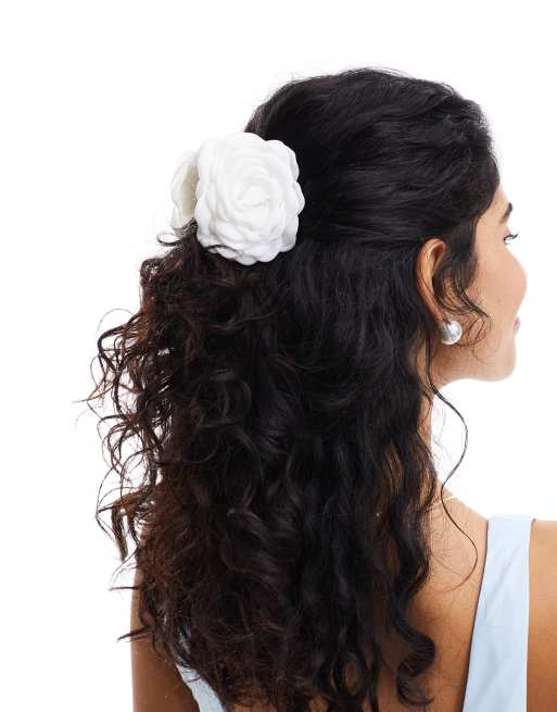 SUI AVA - Pinza per capelli da sposa bianca a forma di fiore