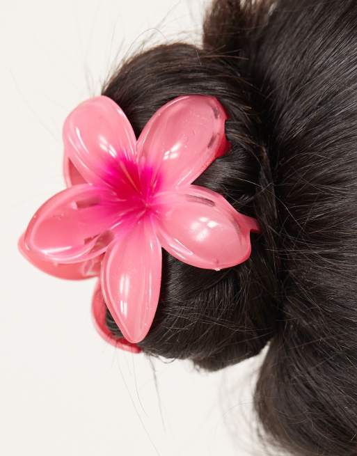 Sui Ava - Plumeria - Hårklemme med stort lyserødt blomsterdesign, 3 af 3