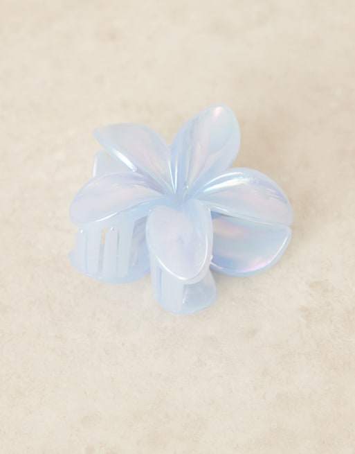 Sui Ava Plumeria metallic flower hair claw in blue , 3 of 4