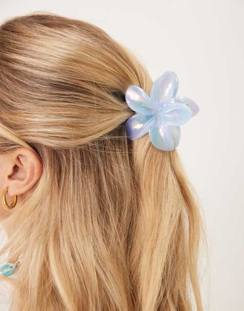 Sui Ava - Plumeria - Pince à cheveux fleur métallisée - Bleu - view 1