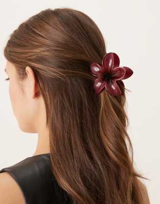 Sui Ava Sui Ava plumerica big berry hair clip in burgundy-Red