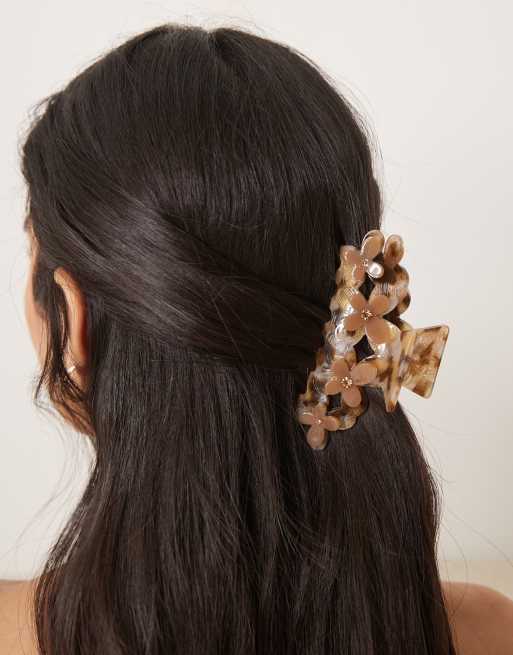Sui Ava - Pretty Blossom - Fermaglio per capelli medio tartarugato a fiori