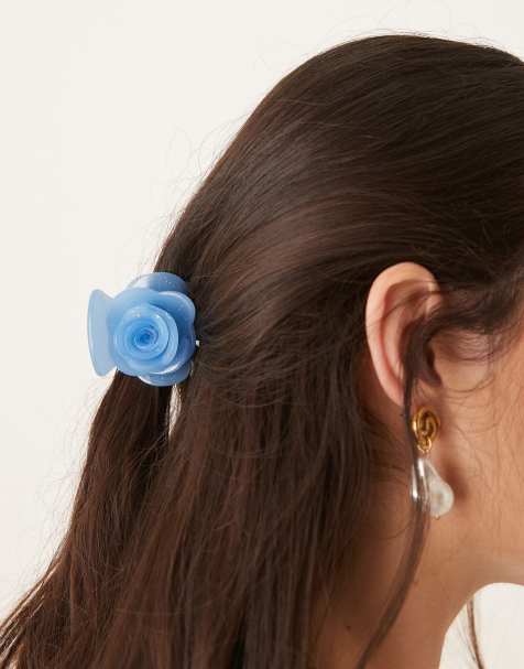 Sui Ava – Rosie – Mini-Haarklammer in Babyblau mit Rosendesign - view 1