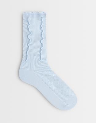 Sui Ava Ruffle Socks In Blue