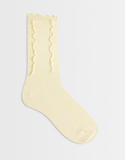 Sui Ava ruffle socks in pastel yellow - view 1