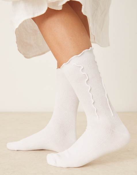 Sui Ava ruffle socks in white - view 1
