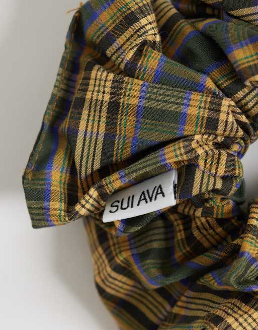 Sui Ava scrunchie in yellow tartan, 3 of 3