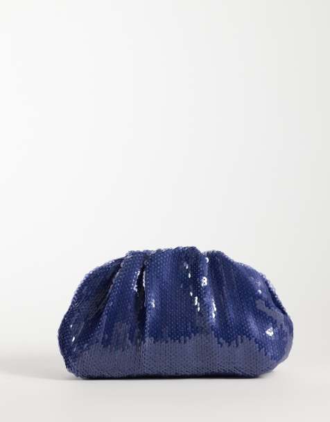 Sui Ava sequin clutch bag in navy blue - view 1