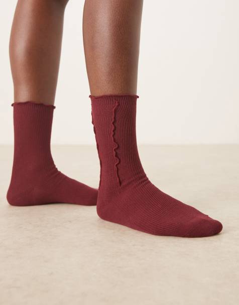 Sui Ava – Socken in Burgunderrot mit Rüschen - view 1