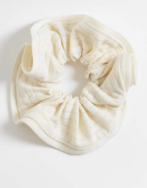 Sui Ava soft touch scrunchie in white - view 1