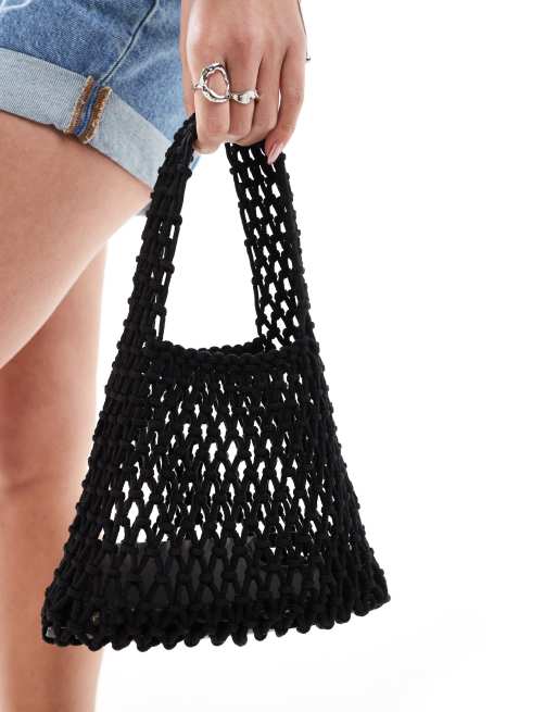 SUI AVA sonja crochet grab bag in black , 2 of 4