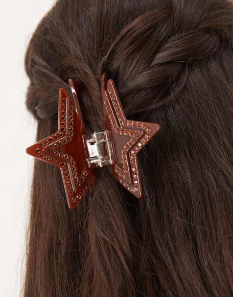 Sui Ava Stacy star big hair claw in brown - view 1