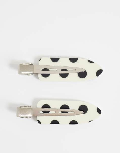Sui Ava – Svarta, prickiga hårklämmor, 2-pack - view 1