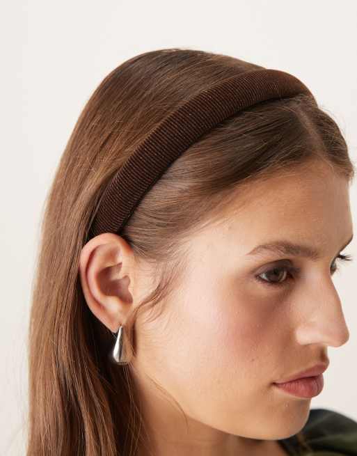 Sui Ava velvet hair head band in dark brown, 2 of 3