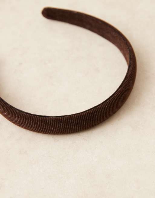Sui Ava velvet hair head band in dark brown, 3 of 3