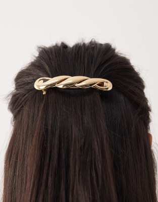 Sui Ava - Verdrehte, glänzende Haarspange in Goldoptik-Goldfarben