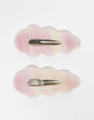Viola 2-pack wavy buckle hair clips in pink-Multi