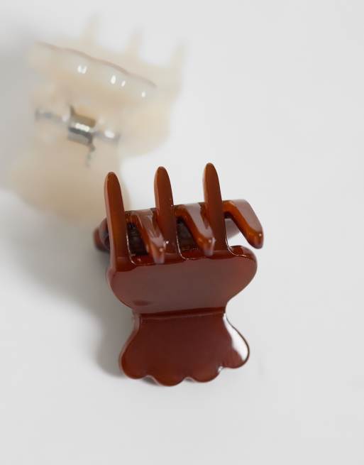 Sui Avav - Lot de 6 petites pinces à cheveux - Marron, bleu et blanc, 2 de 3