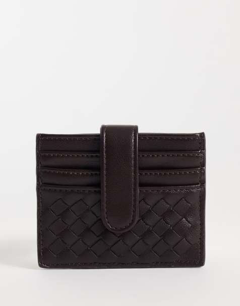 Sui woven card holder in brown - view 1