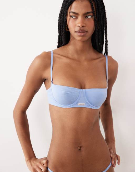 Sujetador balconette azul sin forro de modal de algodón Cotton Modal Signature de Calvin Klein, 4 de 4