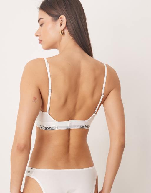 Sujetador balconette blanco con forro ligero de algodón y modal Icon Cotton Modal de Calvin Klein, 2 de 4