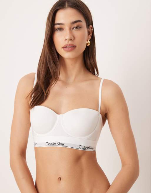 Sujetador balconette blanco con forro ligero de algodón y modal Icon Cotton Modal de Calvin Klein, 4 de 4