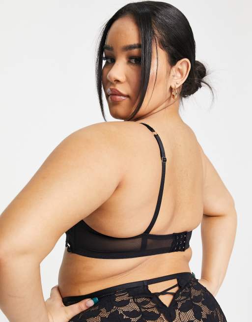 Sujetador balconette negro sin relleno de encaje Desire de Dorina Curve, 3 de 4
