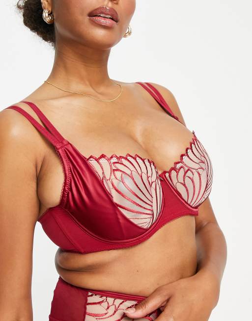 Sujetador balconette rojo sin relleno con bordados de tejido transparente Fallen  Angel de Scantilly by Curvy Kate | ASOS