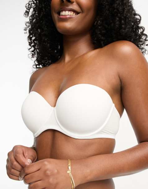 Sujetador blanco sin tirantes con copas moldeadas y diseño multiposición de microfibra de ASOS DESIGN - view 1
