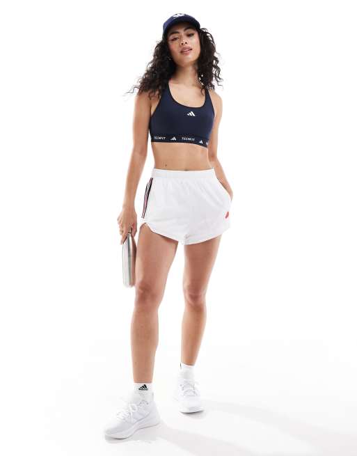 Sujetador deportivo azul de sujeción media Techfit de adidas Training, 3 de 4