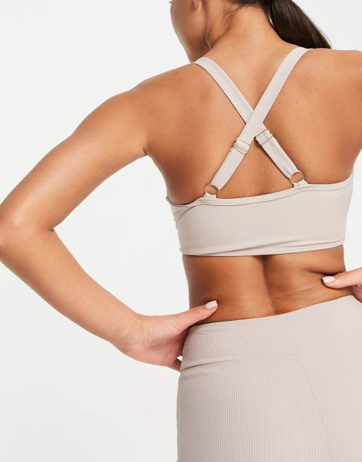 Sujetador deportivo color marr n gris ceo para yoga con dise o