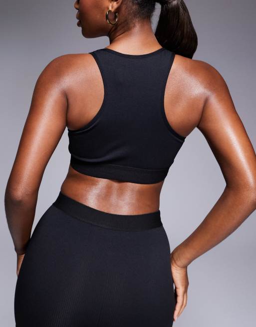 Sujetador deportivo negro con espalda de nadadora de canalé sin costuras Intimate de 4505 