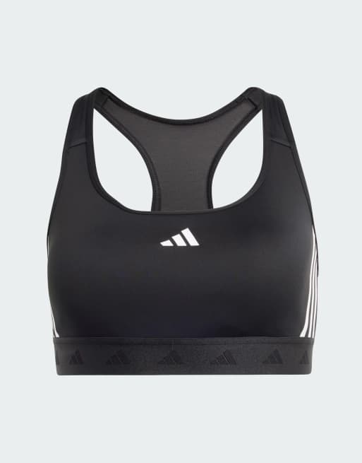 Sujetador deportivo negro de sujeción media Hyperglam Powerreact de adidas Training, 4 de 4
