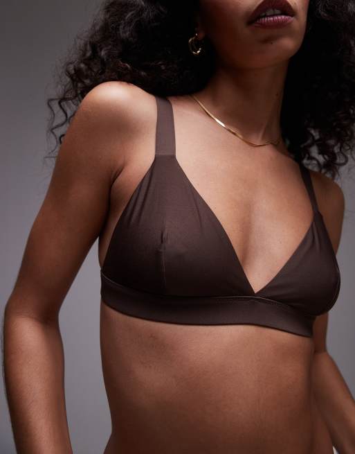 Sujetador marrón triangular sin aros de microfibra Mix & Match de ARKET, 3 de 4