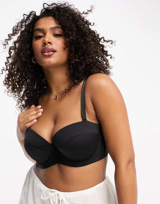 Sujetador multiposicion sin tirantes en negro de Ivory Rose Curve ASOS