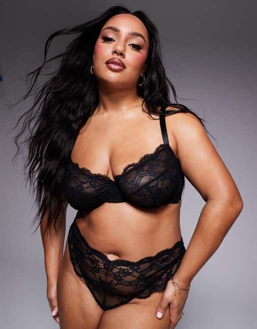 Sujetador negro con aros de encaje Lola de ASOS DESIGN Curve, 4 de 4